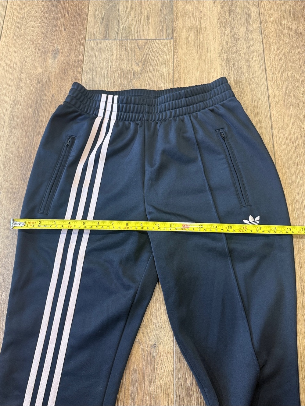 adidas Black Sweatpants with beige Side Stripes. Size S - Picture 9 of 11